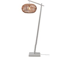 GOOD&MOJO Vloerlamp Madeira - Bamboe Wit/Rotan - 74x48x176cm - Modern - Staande lampen voor Woonkamer - Slaapkamer