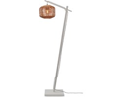 GOOD&MOJO Vloerlamp Tanami - Bamboe Wit/Rotan - 55x30x150cm - Modern - Staande lampen voor Woonkamer - Slaapkamer