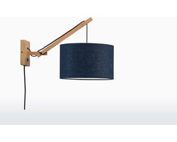 GOOD&MOJO Wandlamp Andes - Bamboe/Blauw - 50x32x45cm - Binnen Scandinavisch,Bohemian