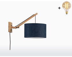 GOOD&MOJO Wandlamp Andes - Bamboe/Zwart - 50x32x45cm - Binnen Scandinavisch,Bohemian