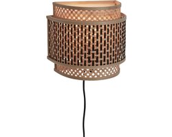 GOOD&MOJO Wandlamp Bhutan - Bamboe/Zwart - 24x12x21cm - Binnen Bohemian