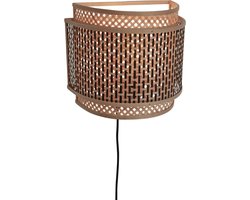 GOOD&MOJO Wandlamp Bhutan - Bamboe/Zwart - 32x16x27cm - Binnen