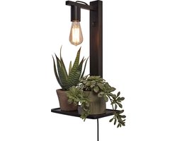 GOOD&MOJO Wandlamp Flores - Bamboe Zwart - 30x18x52cm - Binnen