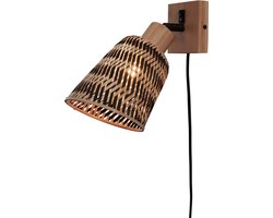 GOOD&MOJO Wandlamp Java - Bamboe Naturel/Zwart - Ø15cm - Binnen Modern