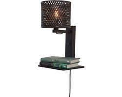 GOOD&MOJO Wandlamp Java - Bamboe Zwart - 30x22x52cm - Binnen Modern