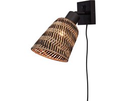 GOOD&MOJO Wandlamp Java - Bamboe Zwart/Naturel - Ø15cm - Binnen Modern