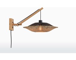 GOOD&MOJO Wandlamp Kalimantan - Bamboe/Zwart - 55x44x45cm - Binnen Scandinavisch,Bohemian