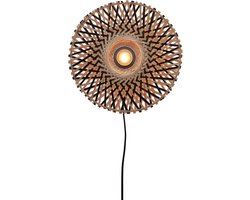 GOOD&MOJO Wandlamp Kalimantan - Bamboe/Zwart - Ø30cm - Binnen Modern