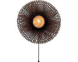 GOOD&MOJO Wandlamp Kalimantan - Bamboe/Zwart - Ø60cm - Binnen Modern