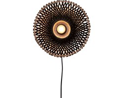 GOOD&MOJO Wandlamp Kalimantan - Zwart/Bamboe - Ø30cm - Binnen Modern