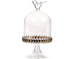 Goodwill Stolp met Vogeltje Glas Goud 14 cm