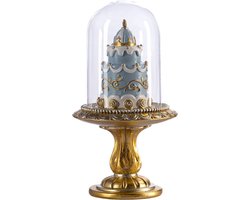 Goodwill Taart op Serveer Tray Glas Blauw-Goud H 21 cm