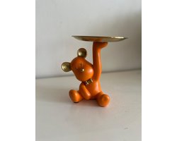 Goodyz - Fun serie - Beer - Moderne Beer - met Dienblad - Kruis ogen - Oranje - 20cm hoog