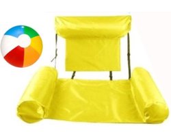 Goodz4All Gele Opblaasbare Drijfstoel + Strandbal Drijvende WaterStoel LoungeStoel WaterHangmat Zwembad Ligbed Luchtbed - Floating Bed - Beach Float - Float LoungeStoel - Drijvende Water Ligstoel - Opblaasbaar
