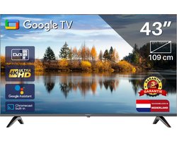 Google Smart TV | TeeView | 43 inch TeeView 4K UHD LED TV | 3xHDMI 2x USB | Ci+ | Triple Tuner DVB-T/T2/S/S2/C | Frameless Design | in Eindhoven geassembleerd | TV43QUG-EU