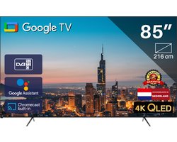 Google Smart TV | TeeView 85 inch QLED TV | 4K Ultra HD Google TV | 3xHDMI 2x USB | Ci+ | Triple Tuner DVB-T/T2/S/S2/C | Frameless Design | Smart TV | in Eindhoven geassembleerd | TeeView TV85QQG-EU