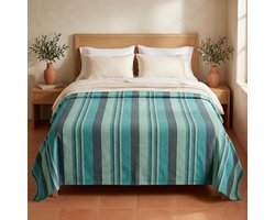 Gooi Gran Foulard - Sprei Sofa Plaid - Bescherming Meubels - 100% Puur Katoen - 180 x 260 mm - Blauw