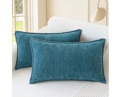 Gooi kussenslopen van zachte Chenille - 2 stuks 30x50 cm in Ocean Blue
