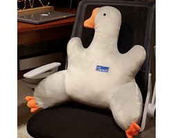 Goose Shaped Plush Lumbar Cushion, Waist Support Pillow, with Washable Cover Back Support Pillow, Bed Rest Reading Pads Chair Back Cushion for Bedroom, Office, Car (Grey)