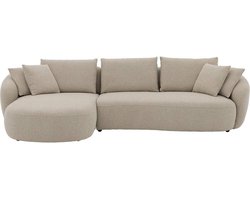 Goossens Ava Hoekbank - Stof - Beige - 334 x 83 x 175 cm - Links