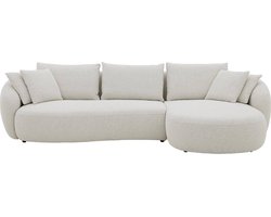 Goossens Ava Hoekbank - Stof - Beige - 334 x 83 x 175 cm - Rechts