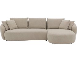Goossens Ava Hoekbank - Stof - Beige - 334 x 83 x 175 cm - Rechts