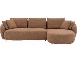 Goossens Ava Hoekbank - Stof - Bruin - 334 x 83 x 175 cm - Rechts