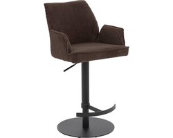 Goossens Barstoel Laurens - Met Armleuning - Stof - Bruin