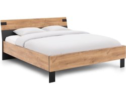 Goossens Bedframe Industrial, 180 x 200 cm MDF Eiken met zijdeglans graffiet