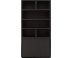 Goossens Buffetkast Barcelona, 2 Deuren 6 Open Vakken - Hout Zwart