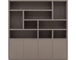 Goossens Buffetkast Barcelona, 4 Deuren 9 Open Vakken (verticale Layout) - Hout Bruin