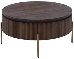 Goossens Dagmar Salontafel - Hout - 90 x 45 x 90 cm - Rond - bruin