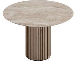 Goossens Dash Eettafel - Travertine - 130 x 76 x 130 cm - Rond