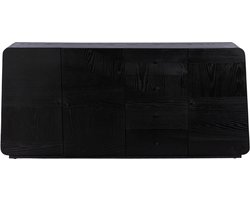 Goossens Dressoir Birgit, 3 Deuren 4 Laden - Hout Zwart