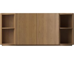 Goossens Dressoir Lucy, 2 Deuren Met 4 Open Vakken - Hout Blank
