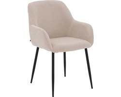 Goossens Eetkamerstoel Anne - Met Armleuning - Stof - Beige