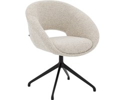 Goossens Eetkamerstoel Babs - Met Armleuning - Stof - Beige