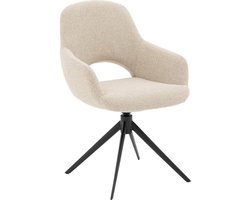 Goossens Eetkamerstoel Bonna - Met Armleuning - Stof - Beige