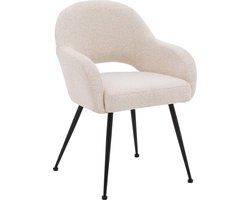 Goossens Eetkamerstoel Briggen - Met Armleuning - Stof - Beige