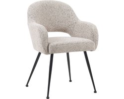 Goossens Eetkamerstoel Briggen - Met Armleuning - Stof - Beige