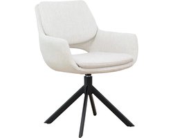 Goossens Eetkamerstoel Daisy - Beige - Stof - Met Armleuning - Draaibaar