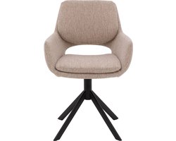 Goossens Eetkamerstoel Daisy - Met Armleuning - Stof - Beige