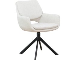 Goossens Eetkamerstoel Daisy - Met Armleuning - Stof - Beige