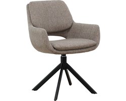 Goossens Eetkamerstoel Daisy - Met Armleuning - Stof - Bruin