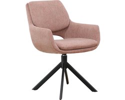 Goossens Eetkamerstoel Daisy - Met Armleuning - Stof - Roze