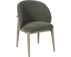 Goossens Eetkamerstoel Diederik - Met Armleuning - Stof - Groen