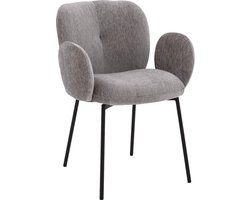 Goossens Eetkamerstoel Eller - Met Armleuning - Stof - Bruin