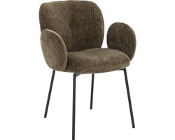 Goossens Eetkamerstoel Eller - Met Armleuning - Stof - Groen