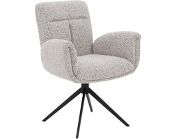 Goossens Eetkamerstoel Evy - Met Armleuning - Stof - Beige