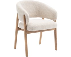 Goossens Eetkamerstoel Hayley - Met Armleuning - Stof - Beige